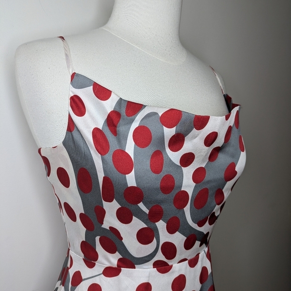 Foxiedox Polka Dot/Floral Contrast Satin Maxi Dress Size Small NWT - Picture 7 of 14